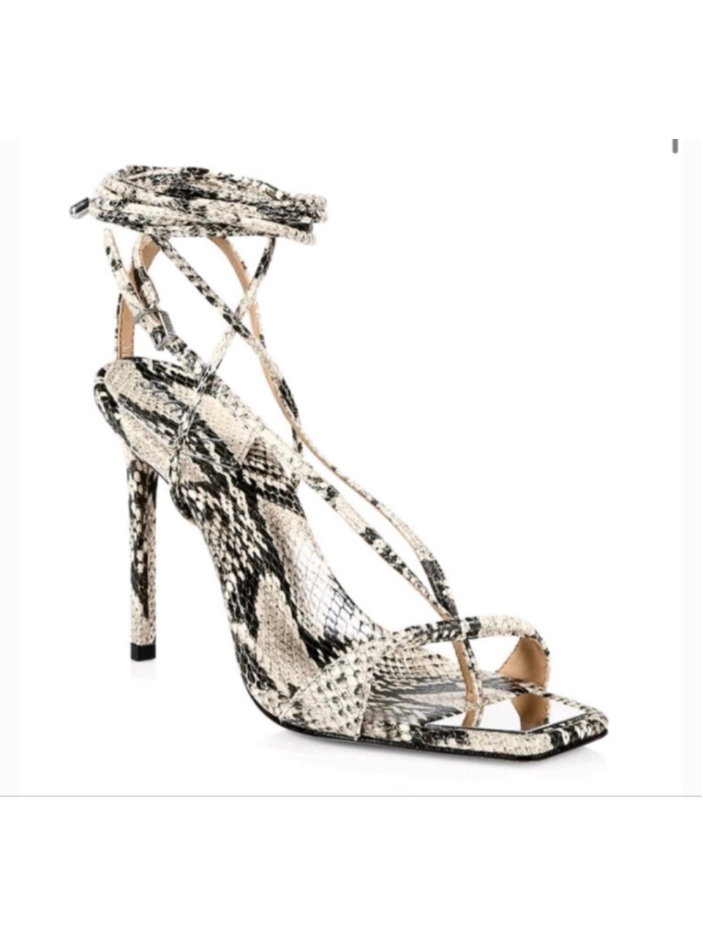 NEW without box Women's Schutz Vikki Snake Print Lace-Up Heels 8.5 Black Beige